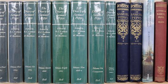 Pepys, Samuel - The Diary, 11 vols, in djs, 8vo, London 1979-83 and 7 others on Pepys